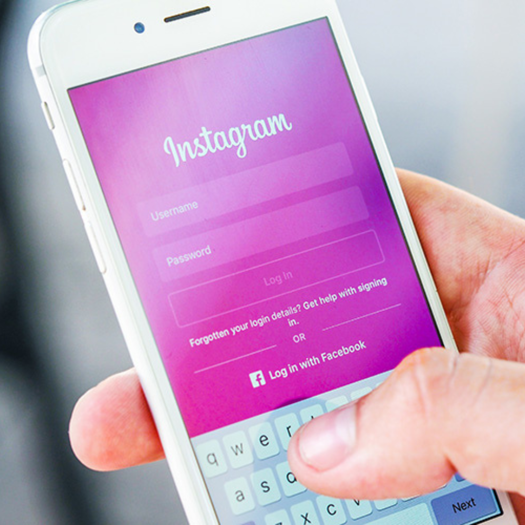 Instagram login screen on mobile phone showing account recovery process